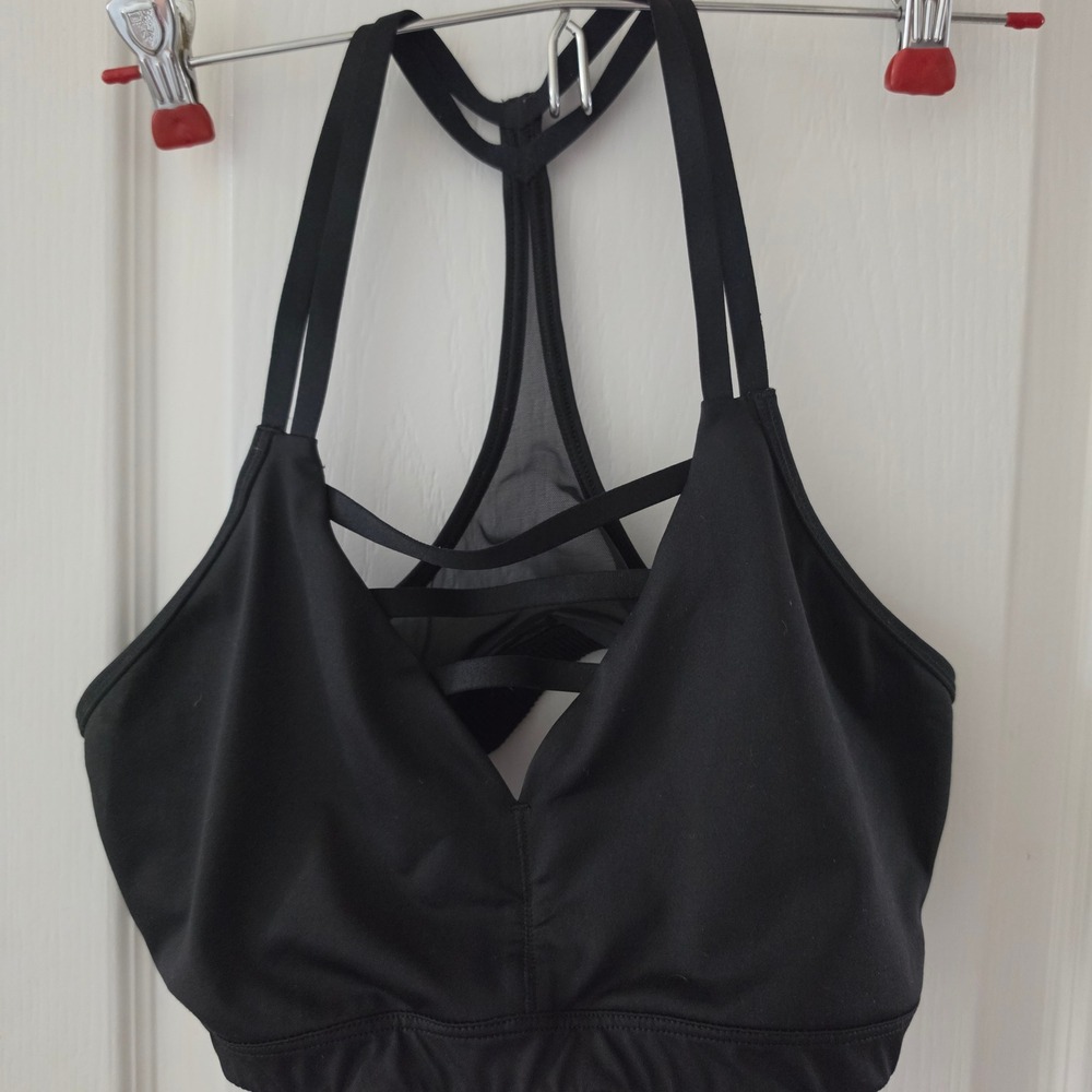 Victoria Sport Victoria's Secret Black Strappy Mesh Racerback Sports Bra Large